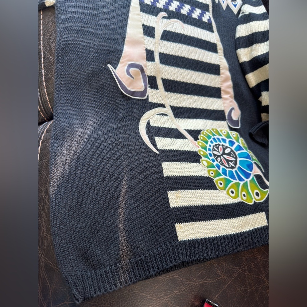 Vintage K. Riley 80s/90s Abstract Art Sweater – Bold Striped Knit –SzM/L
– Rare - Picture 3 of 7